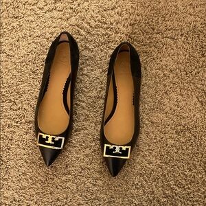 Tory Burch Black and Gold Ballet Flats